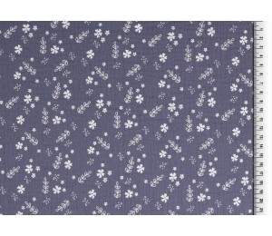 Double Gauze Musselin Blumen grau