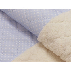 Stepper - Velours mit Teddy Pünktchen hellblau