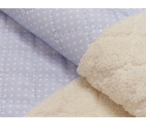 Stepper - Velours mit Teddy Pünktchen hellblau