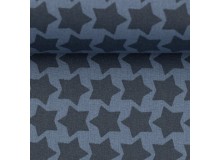 Textil Wachstuch - beschichtete Baumwolle Farbenmix Staaars rauchblau blau