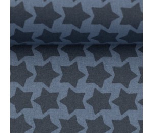 Textil Wachstuch - beschichtete Baumwolle Farbenmix Staaars rauchblau blau