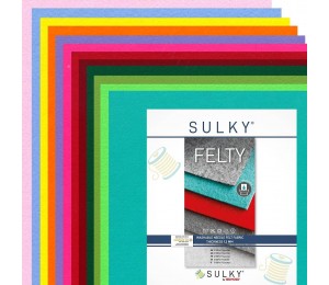  Filz SULKY® FELTY, waschbar, 12Bögen á 29,5x21cm - Sortiment "Farbig" 