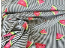 Blusenstoff - Streifen - Melonen - Crepeoptik - Schwarz