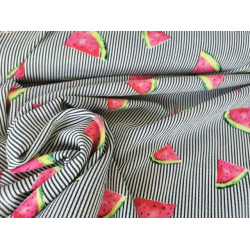 Blusenstoff - Streifen - Melonen - Crepeoptik - Schwarz