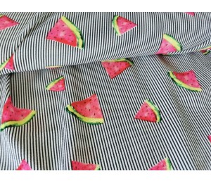 Blusenstoff - Streifen - Melonen - Crepeoptik - Schwarz